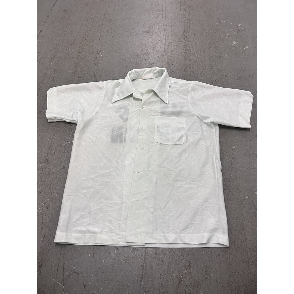 King Louie Shirt Mens Medium White Sparkle Embroidered Kreis Chevron Button-Up